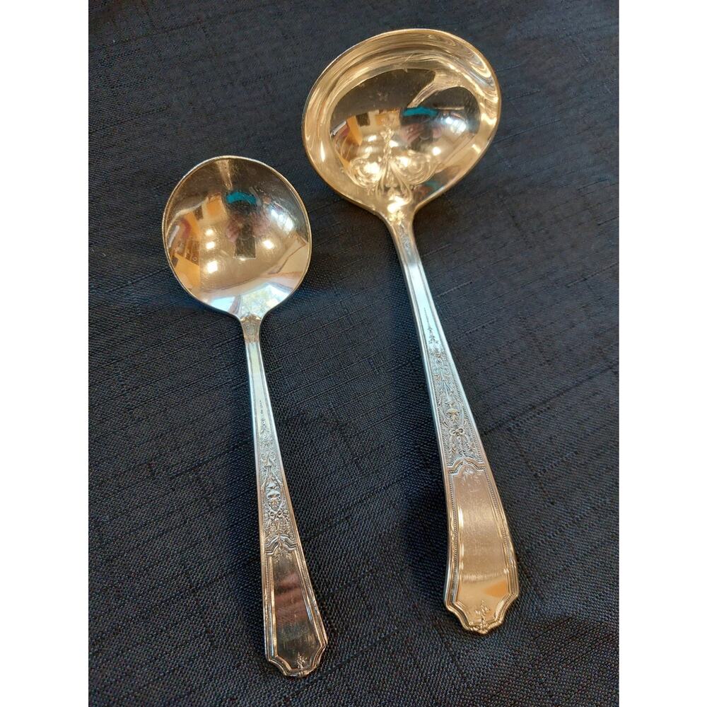 Rogers Bros 2 pc Ladle Set Flatware Ancestral Pattern (Silverplate, 1924)